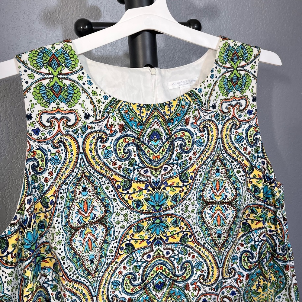 London Times Women's Sleeveless Round Neck Cotton Shift Dress  Size 22W - Picture 4 of 12